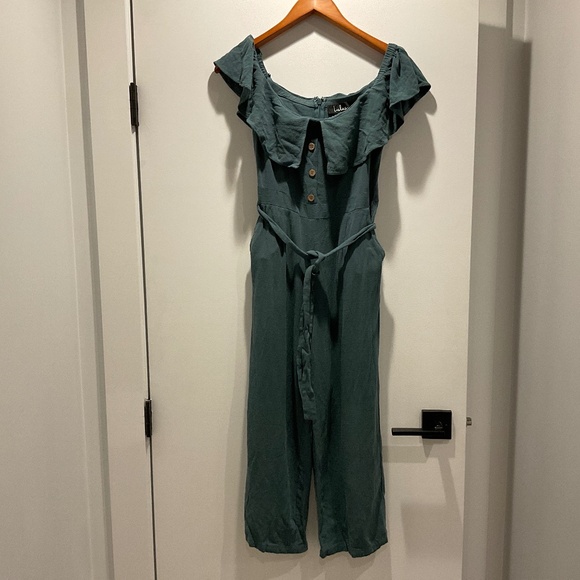 Green summer romper with pockets - Picture 1 of 4